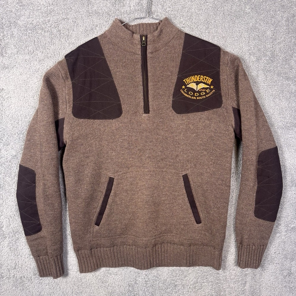 Beretta Sweater Men M Lambs Wool Lined Wind Barrier Shooting Hunting Elbow Patch